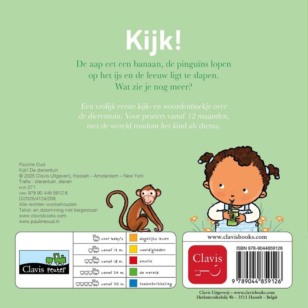 Kartonboek: kijk! de dierentuin 1+
