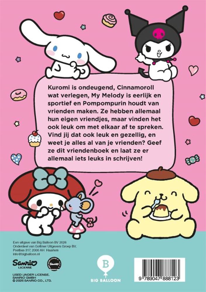 Hello kitty cinnamoroll vriendjes - vriendenboekje