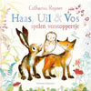 Haas, uil vos spelen verstoppertje. 3+