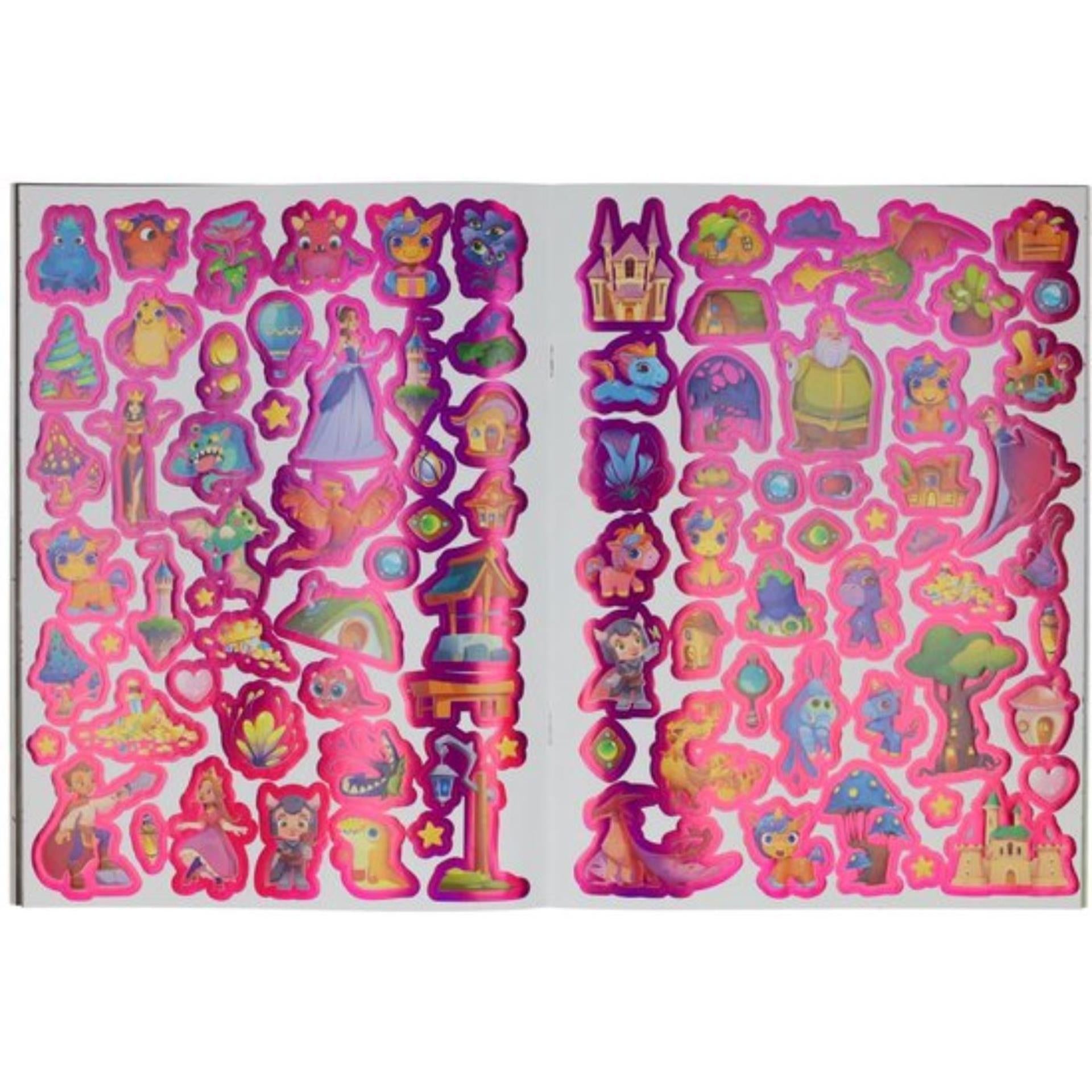 Kleur- en stickerboek fantasiewereld