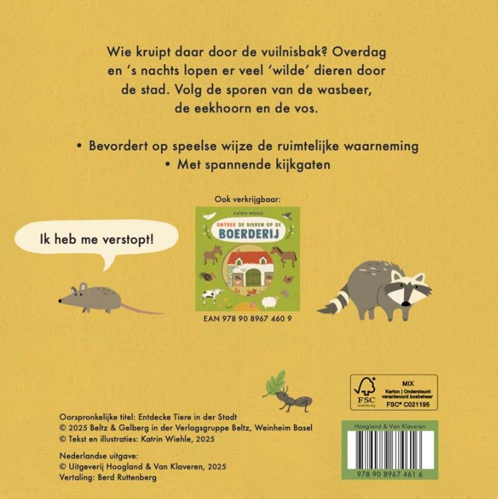 Kartonboek: dieren in de stad 3+
