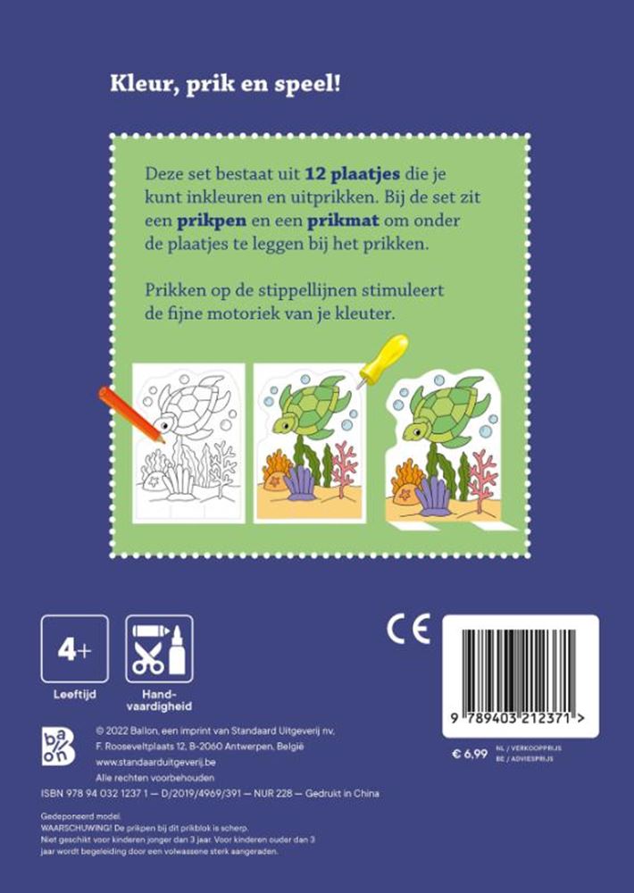 De ballon mijn kleur-en prikblok dieren. 4+