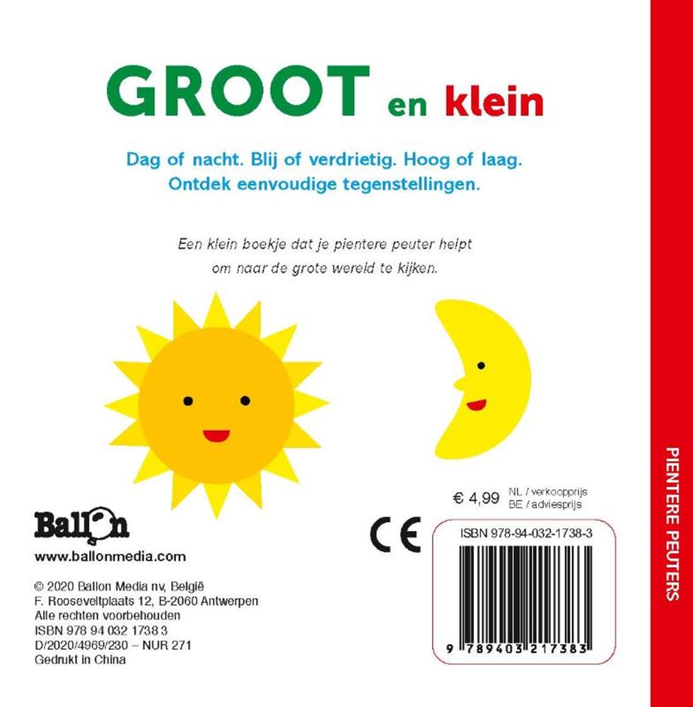 Standaard uitgeverij pientere peuters kartonboek - groot en klein