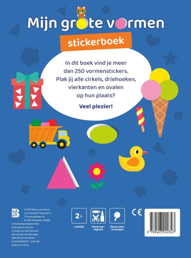 Standaard uitgeverij mijn grote vormenstickerboek 2+