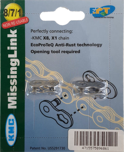 KMC MissingLink E1 E8 EPT, 3 32, 2 stuks, zilverkleurig