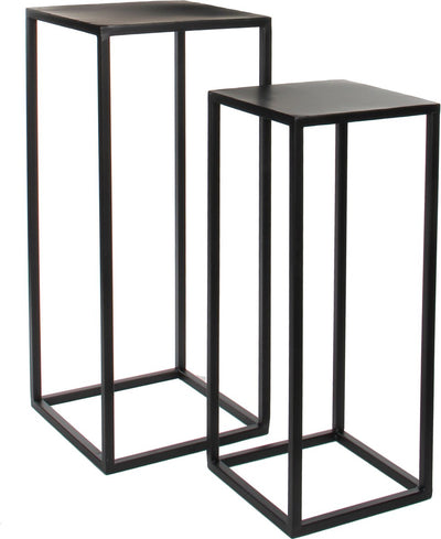 Mica decorations bijzettafels goa - 2 stuks - metaal - zwart - 70 cm - plantenhouder plantentafel - woonaccessoires