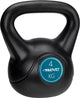 Avento kettlebell - 4 kg - zwart - breed handvat