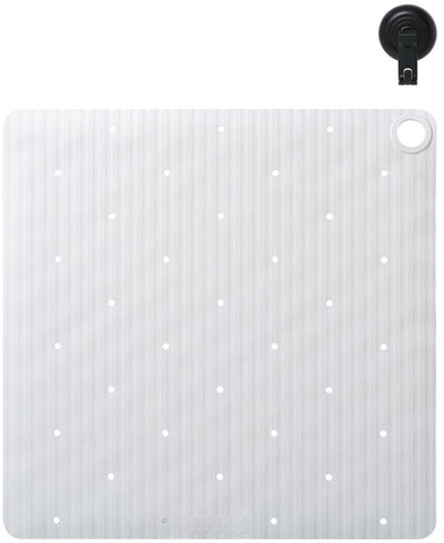 Sealskin ribb - antislip douchemat 55x55 cm - wit - inclusief zwarte haak