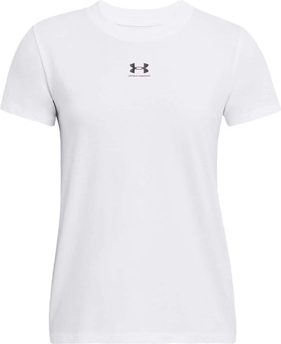 Under armour ua rival core ss-wht dames sportshirt - wit - zwart