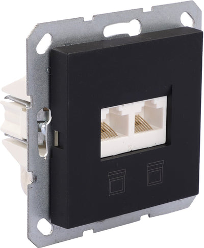 Q-link mql s-l inbouw contactdoos zwart tel dat cat5e 2x8