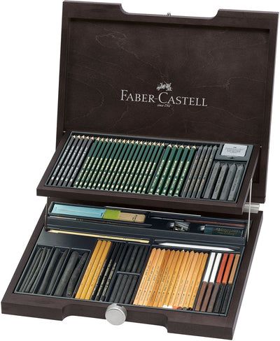 Faber-castell pitt monochromos artist set - houten koffer 86-delig - fc-112971