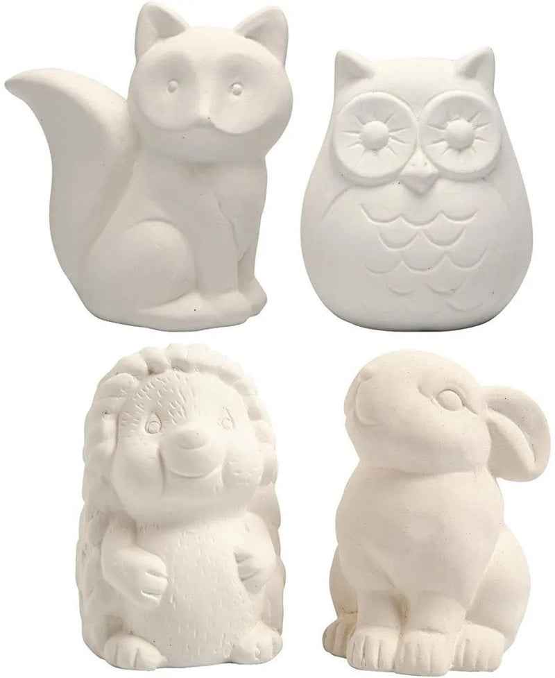 Creativ company cc dierenspaarpot 4 stuk uil, vos, egel en haas