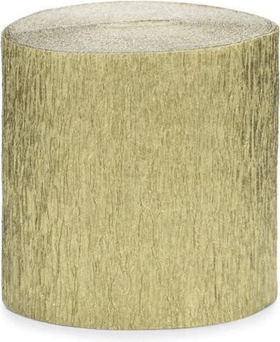 Merkloos sans marque crêpe papier slingers rol - streamers metallic goud 10 meter (4stuks) - partydeco