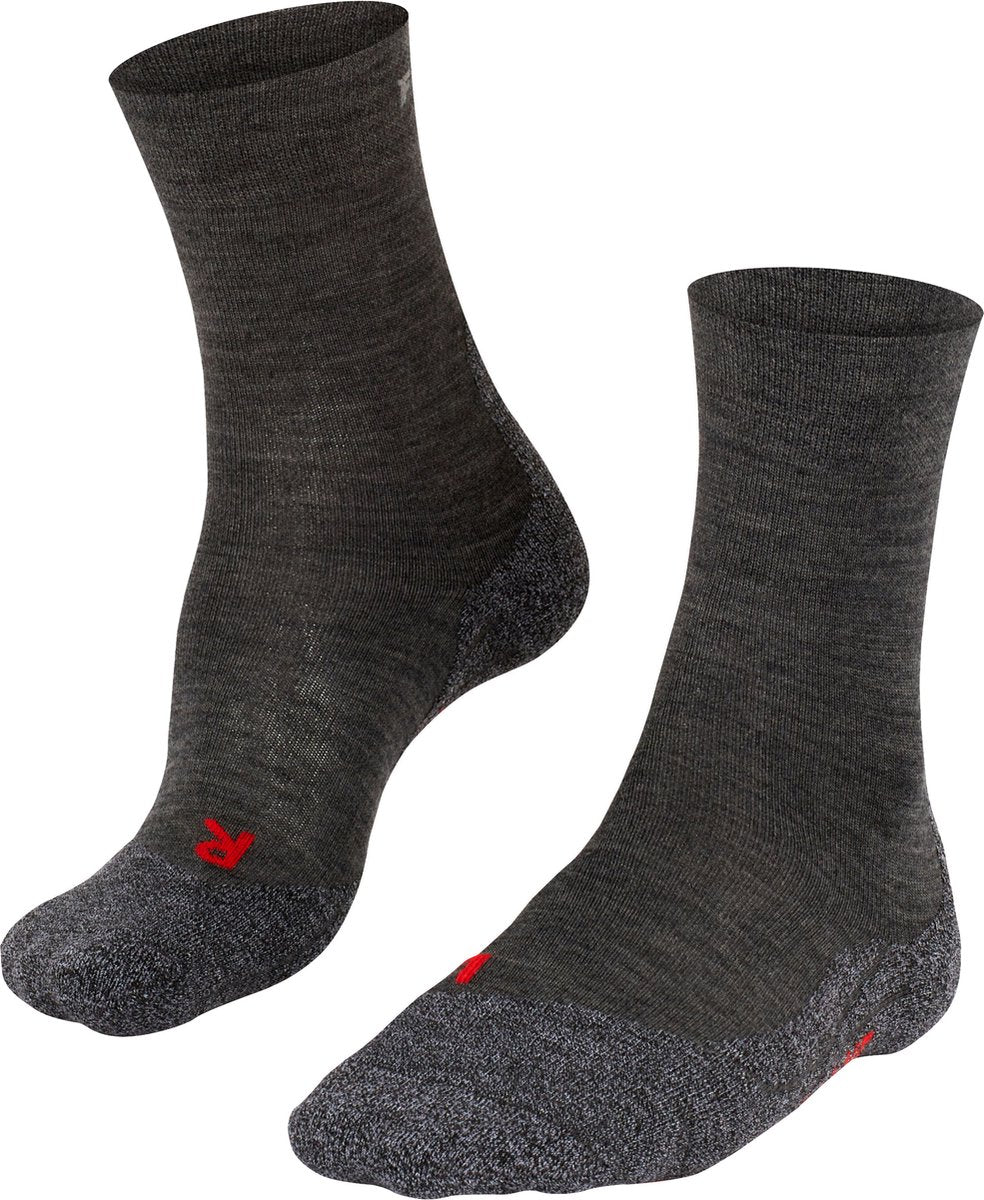 Falke tk2 sensitive anti-blaar dik wol functioneel materiaal wandelsokken dames grijs - maat 35-36