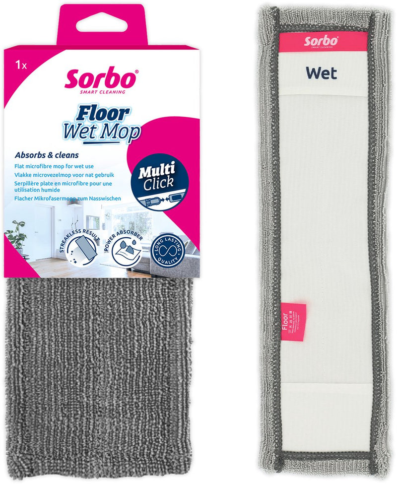 Sorbo floor wet mop - microvezel dweil - wasbaar en herbruikbaar - compatibel met multi-click - 1 stuk