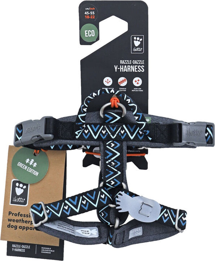 Hurtta y-tuigje razzle dazzle 45-55 cm zwart zwart