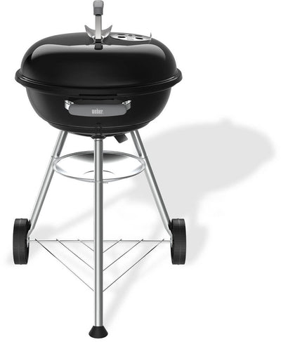 Weber compact kettle - ø 47 cm grillrooster - houtskoolbarbecue - zwart - asopvangschaal - 2 duurzame, weerbestendige wielen - handige dekselhaak - kras- en roestbestendig