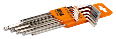 Bahco inbussleutelset lang+kogelkop