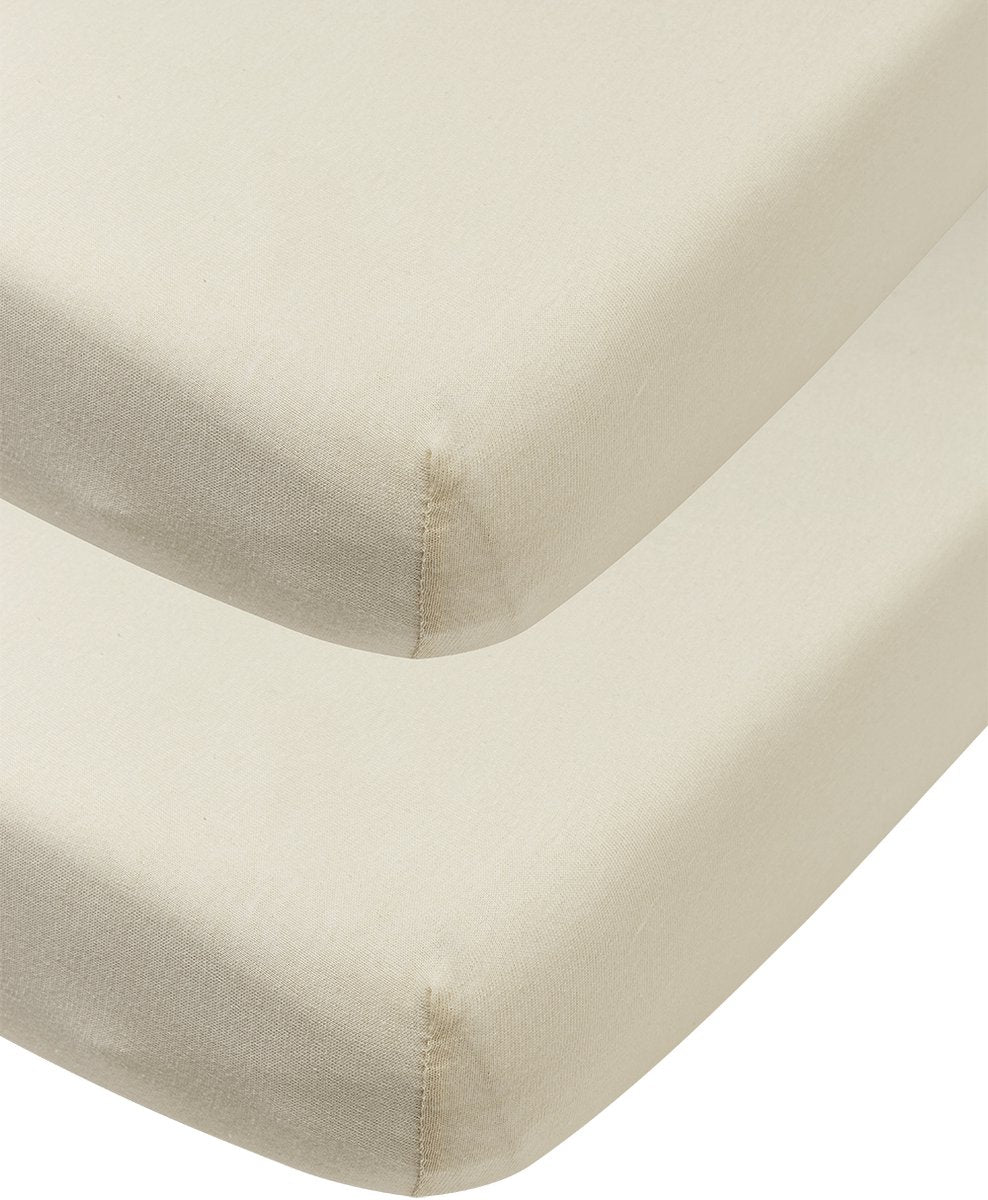 Meyco baby uni hoeslaken co-sleeper - 2-pack - jersey - soft sand - 50x90cm