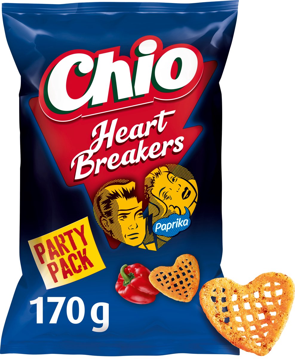 Chio heartbreakers paprika partypack - chips - 6x170 gram