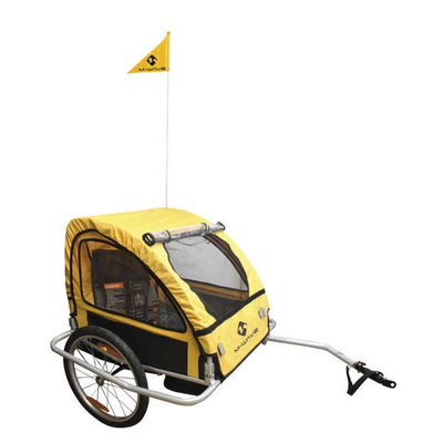 M-Wave Kinder Fietsaanhangwagen - Vouwbaar, 20 Wielen, Reflectoren, Regenbescherming, Blauw