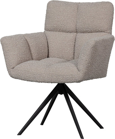 Woood vinny draaistoel met armleuningen - bouclé - zand - 89x70x61
