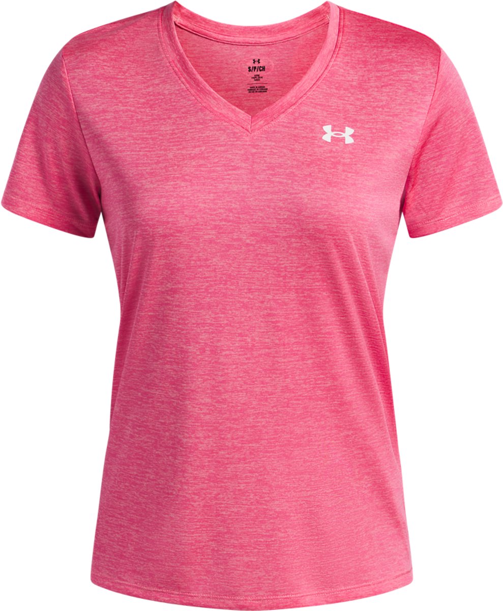Under armour tech ssv - twist dames sportshirt - roze - wit