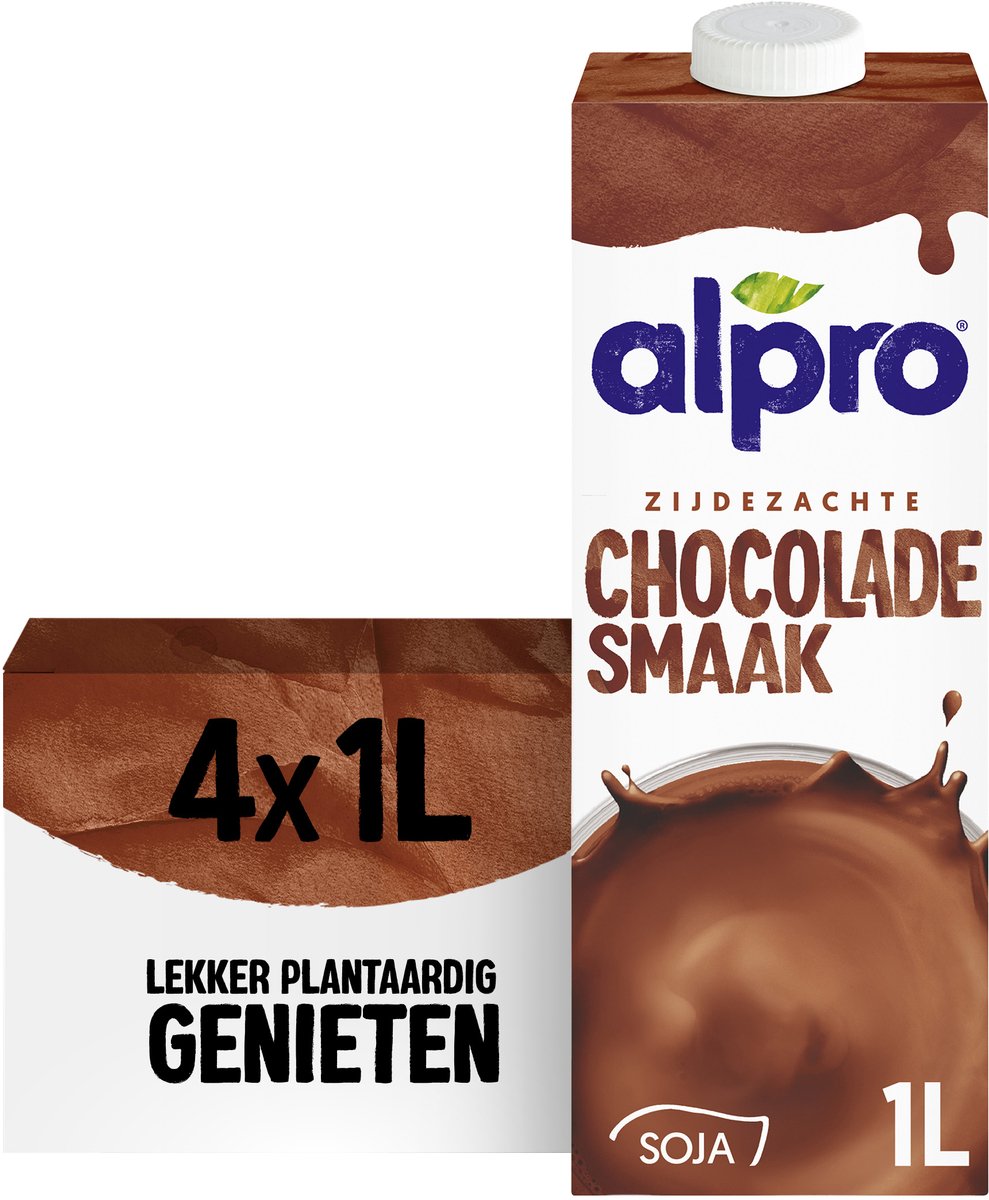 Alpro sojadrink chocolade – plantaardig lactosevrij – 4 x 1l