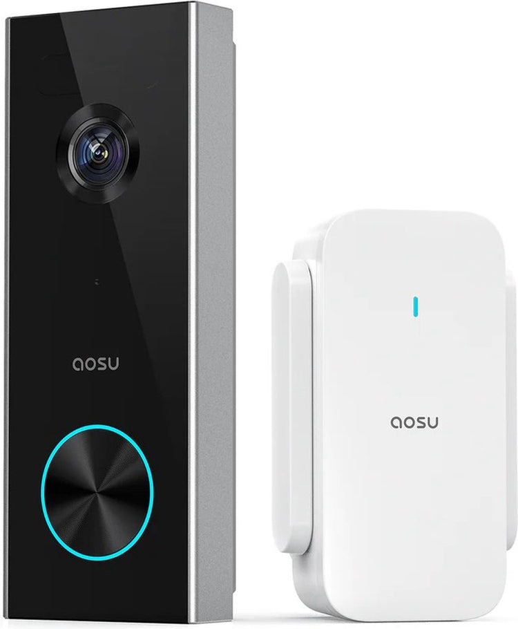 Aosu video doorbell pro - 2k video deurbel met base - anti-diefstal alarm - google alexa