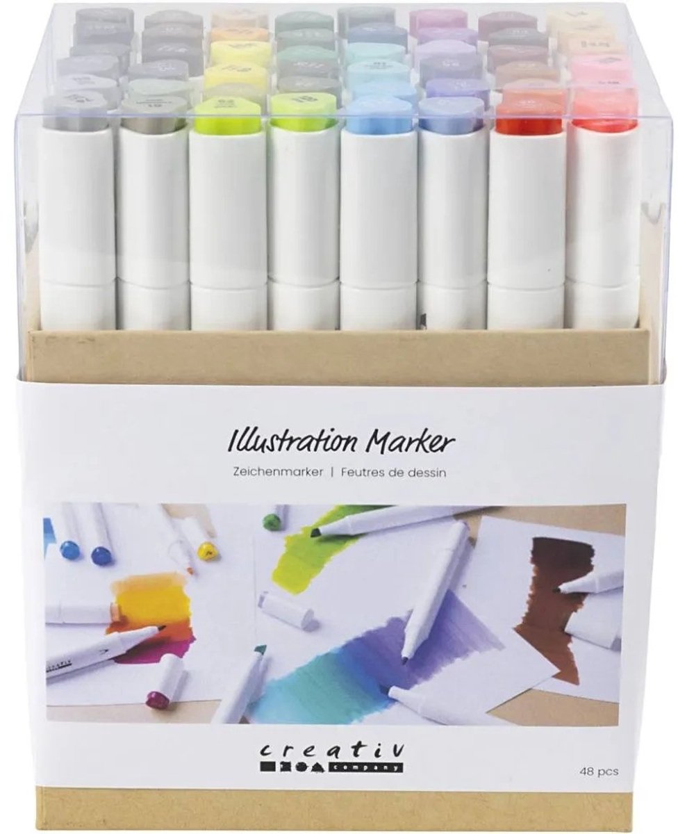 Creativ company cc alcoholmarker standaardkleuren, 48 stuk