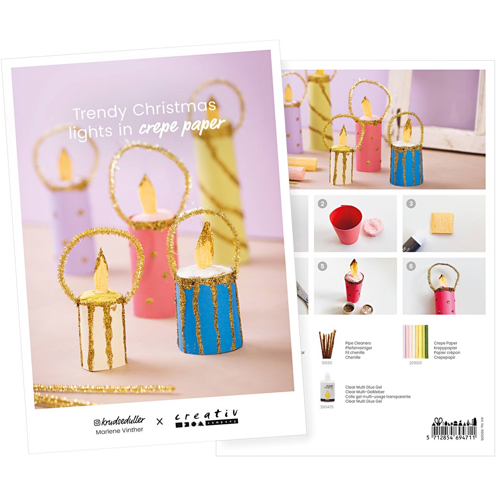 Creativ company ansichtkaart, trendy kerstverlichting van crêpepapier, a5, vel 14,8x21 cm, 1 stuk