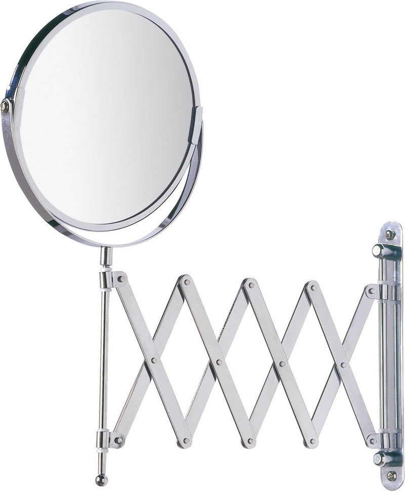 Wenko scheerspiegel wand exclusief ø17cm dubbelzijdig telescopisch chroom 3x vergrotend - badkamerspiegel - make-up spiegel wandmodel uittrekbaar - vergrootspiegel - cosmeticaspiegel met harmonica-arm