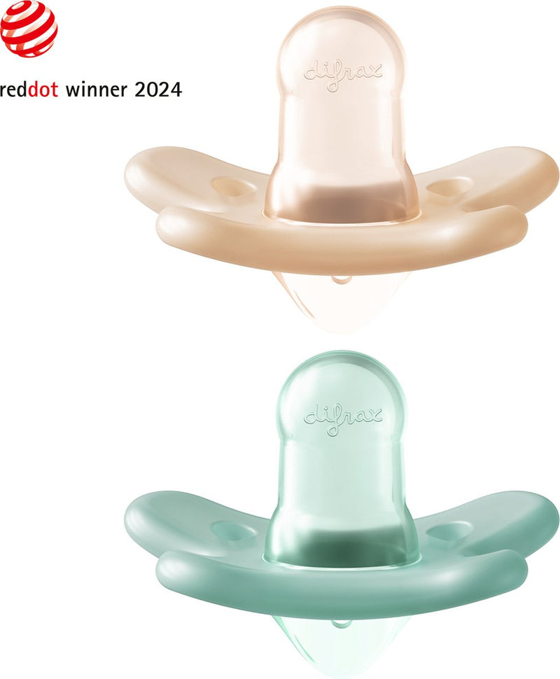 Difrax siliconen fopspeen - premature - aqua oranje - 2 stuks