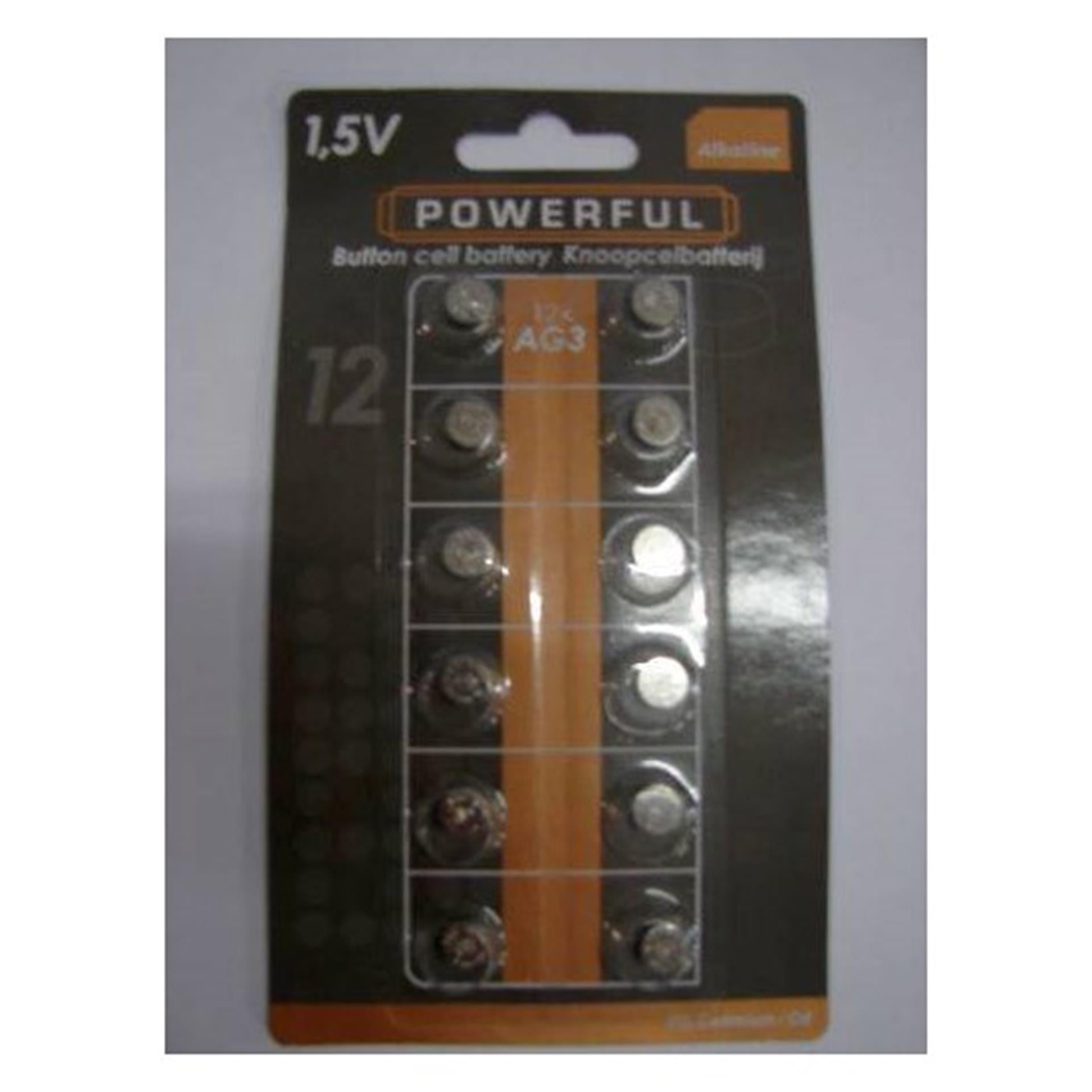Powerful batterijen knoopcel ag3 lr41 12 stuks op kaart