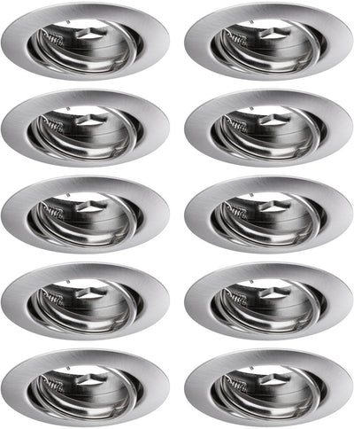 Paulmann inbouwlamp base basisset zwenkbaar rond 90 mm 20° gu10 max. 10w 230v dimbaar staal geborsteld