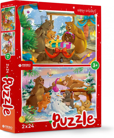 Rebo christmas bears - puzzel 2 x 24 st