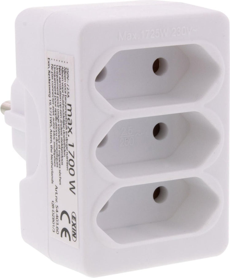 Q-link verdeelstekker - 3-voudig - domino - euro - wit