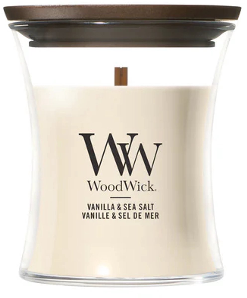 Woodwick geurkaars mini candle - vanilla sea salt - 20 branduren - 85gr - 8 cm ø 7 cm