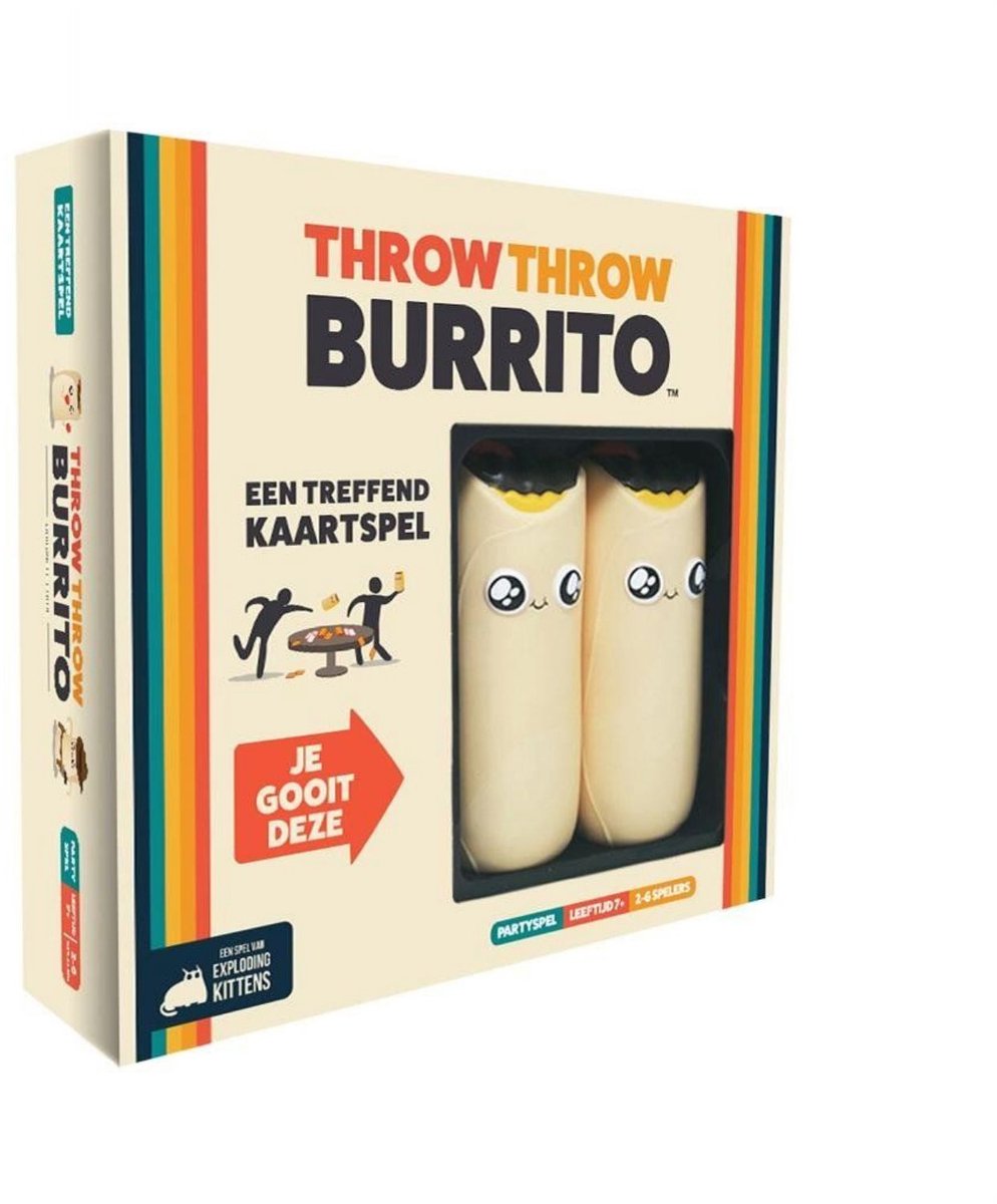 Exploding kittens throw throw burrito – - hilarisch partyspel – kaartspel voor familie en vrienden - gooi met squishy burrito's! - nederlandstalig