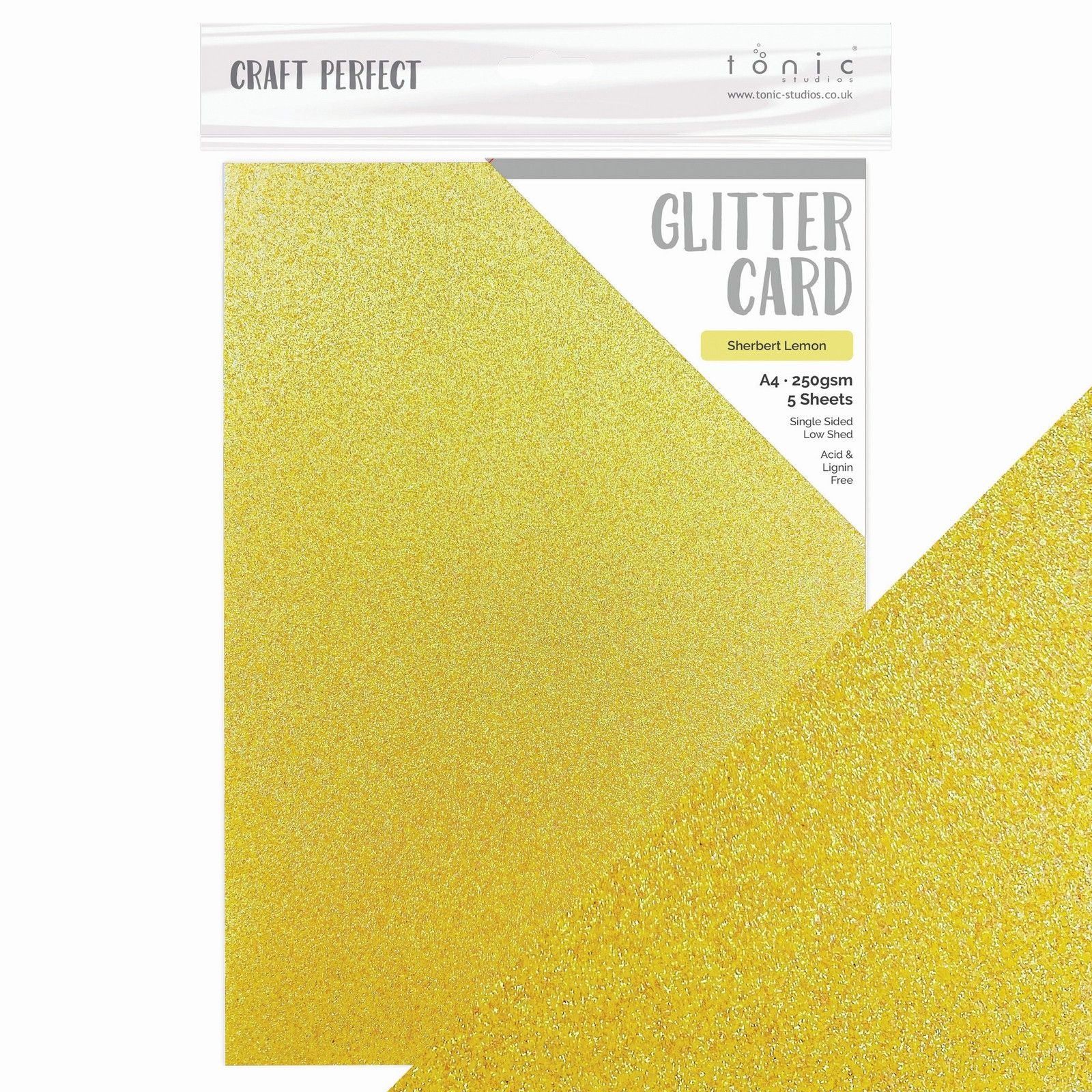 Craft perfect by tonic studios craft perfect • spring meadow glitter card sherbert lemon