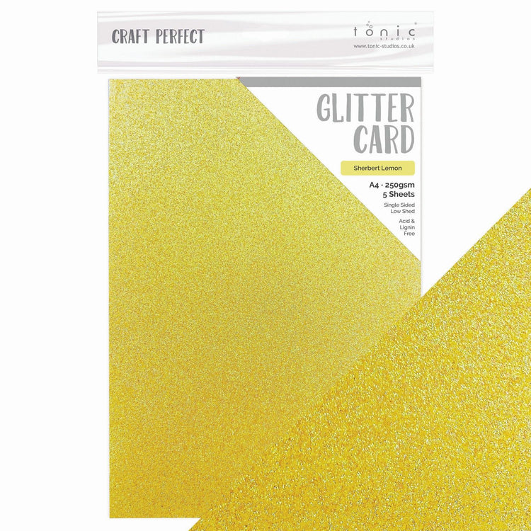 Craft perfect by tonic studios craft perfect • spring meadow glitter card sherbert lemon