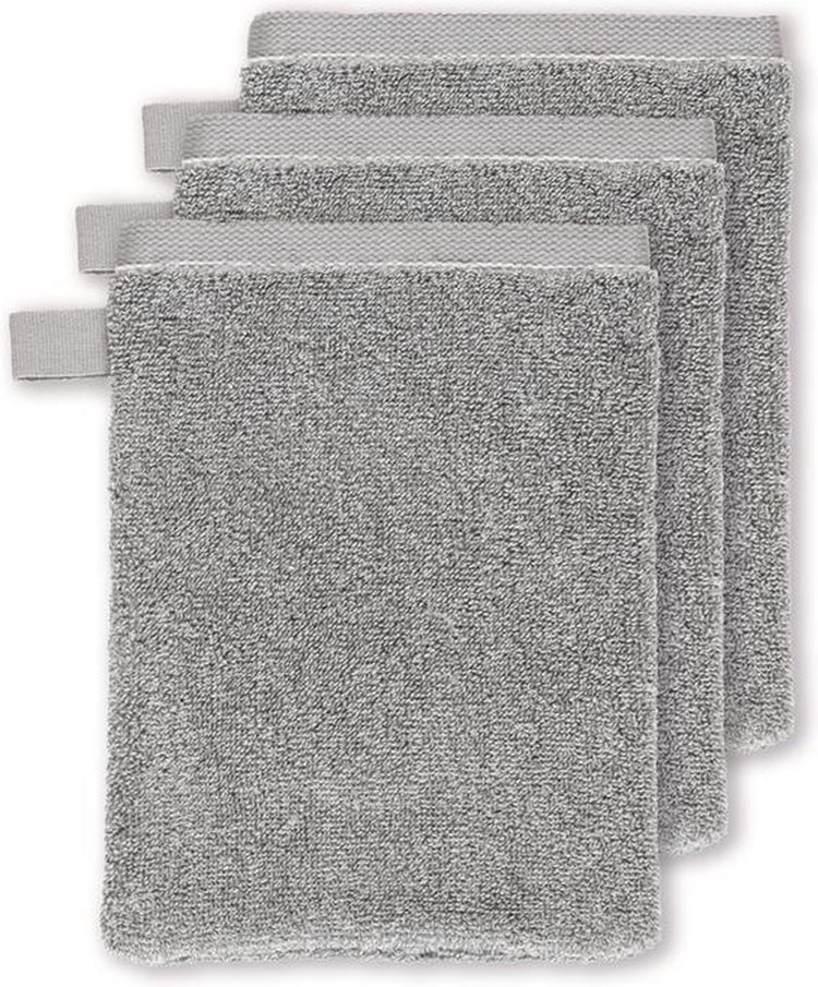 Vtwonen groove set a 3 washandjes - antraciet - 16 x 22 cm set van 3