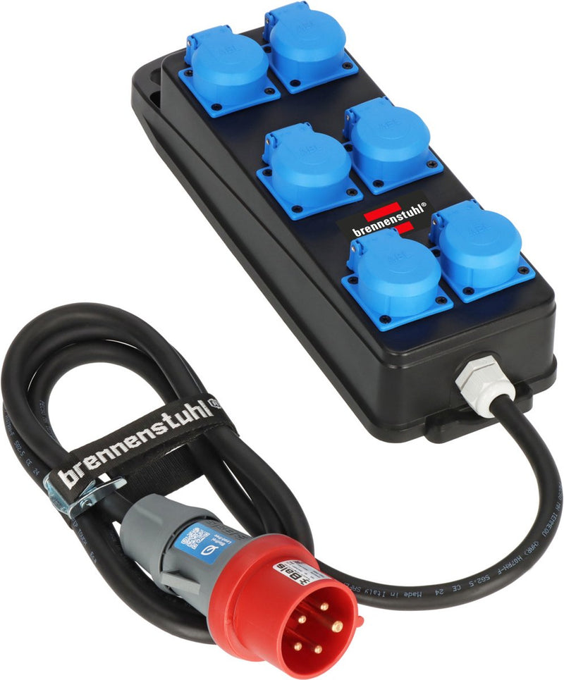 Brennenstuhl draagbare stroomverdeler bsv p 6x contactdozen cee stekker | 2m | h07rn-f 5g2,5 | 230v 16a | 400v 16a - 1151480010