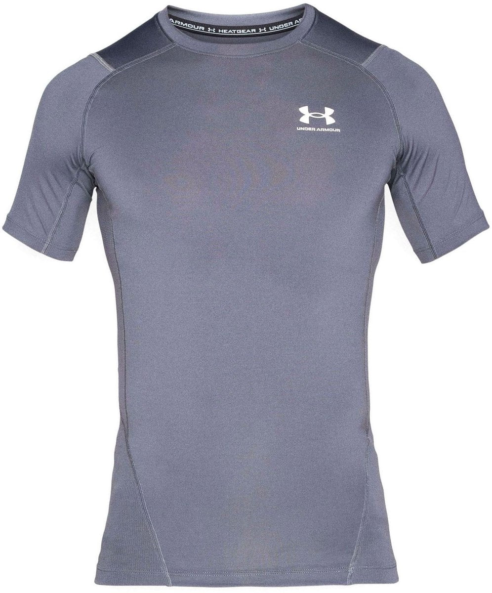 Under armour ua hg armour comp ss-gry heren sportshirt - castlerock - wit