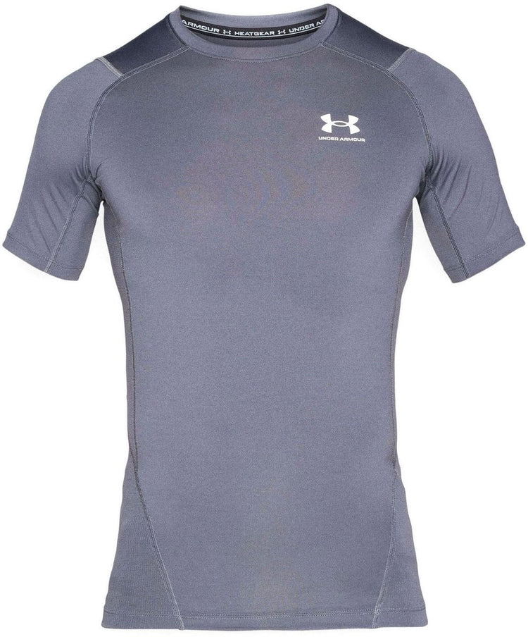 Under armour ua hg armour comp ss-gry heren sportshirt - castlerock - wit