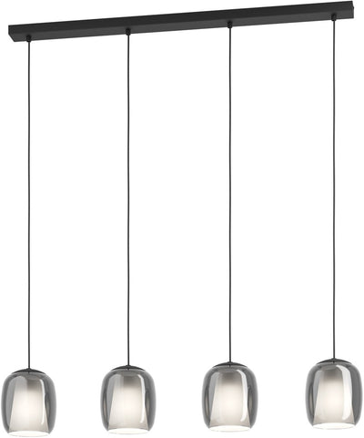 Eglo ciampino hanglamp - e27 - 97,5 cm - zwart|grijs - glas