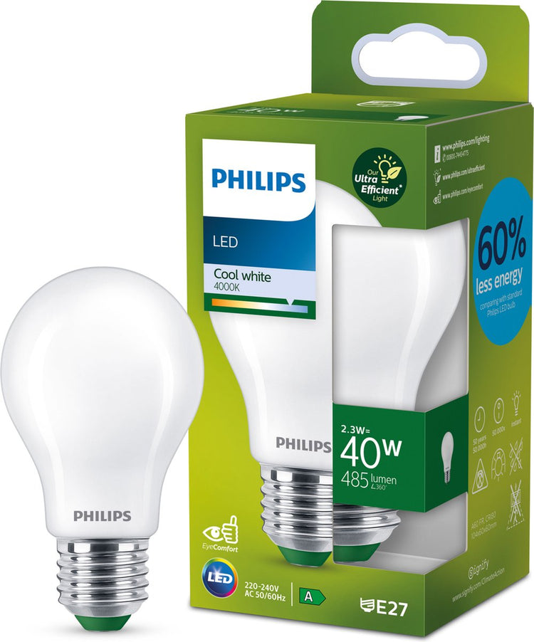 Philips led philips ultra efficient led lamp mat - 40w - e27 - koelwit licht