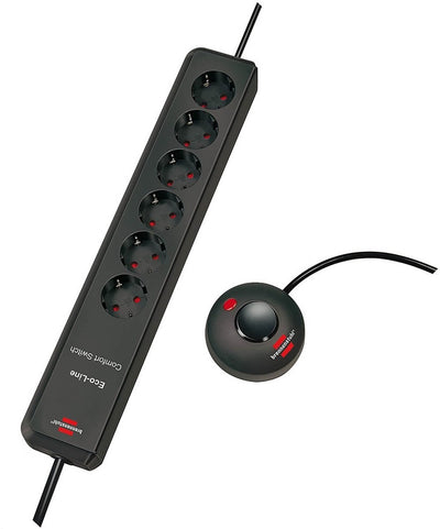 Brennenstuhl eco-line comfort switch stekkerdoos 6 voudig anthraciet 2m h05vv-f 3g1,5
