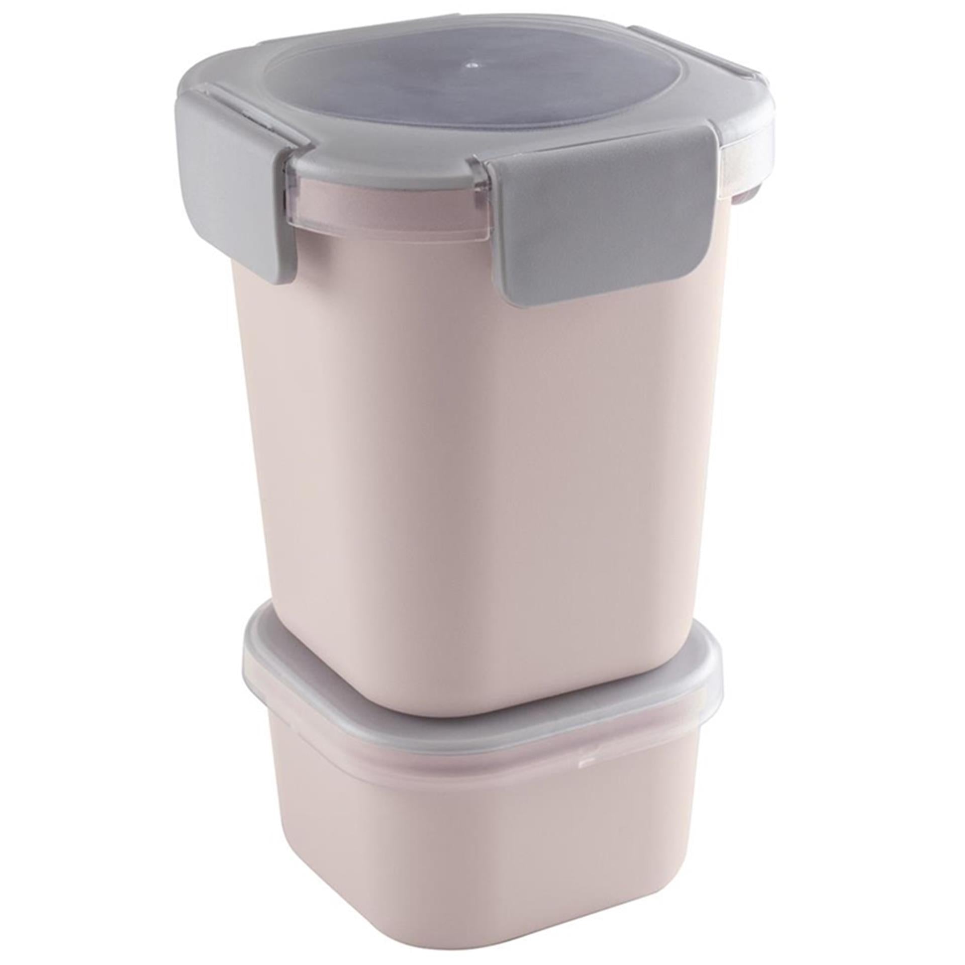 Sunware sigma home food to go lunch beker roze lichtgrijs 11,5 x 11,5 x 18,5 cm