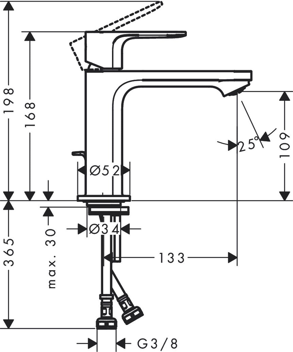Hansgrohe rebris e - wastafelmengkraan - ééngreeps bediening - coolstart energiebesparend - zonder waste - 110mm maat - mat zwart